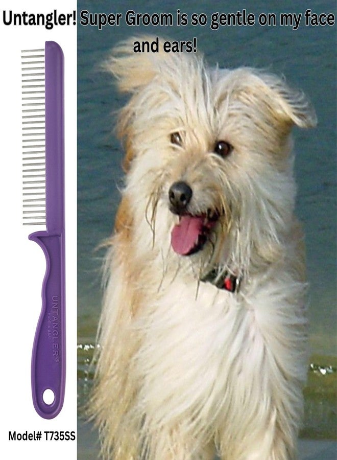 Untangler Super-Groom Combs with Smooth Rotating Teeth for Painless Mat Removal (Royal Purple, 30 Fine-Spaced teeth) - Image 2
